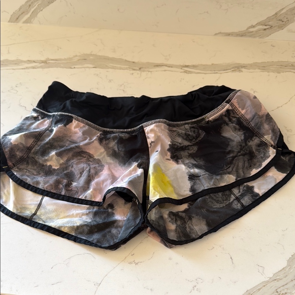 Women's Black and Multicolor Athletic Shorts
